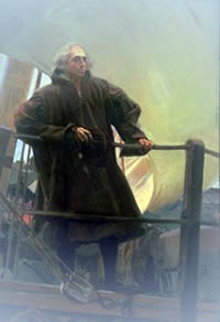 Cristóbal Colón en cubierta 